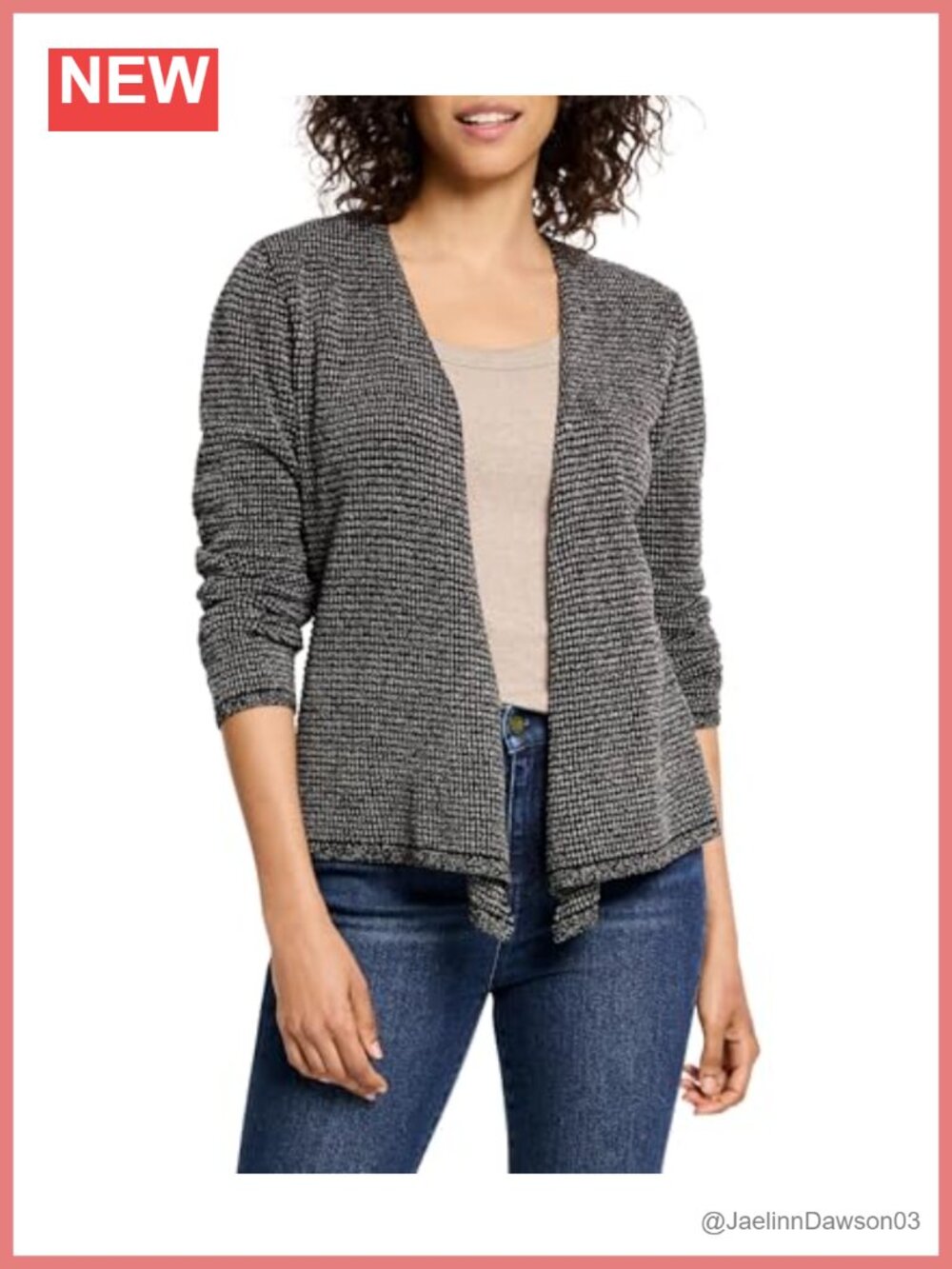 Open Knit Cardigan Wrapped Tie Lightweight Long Sleeve Hip Length
